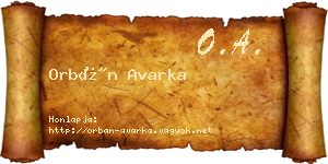 Orbán Avarka névjegykártya